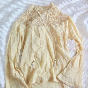 NEW Free People Peasant Butter Cream Blouse Top Shirt XS